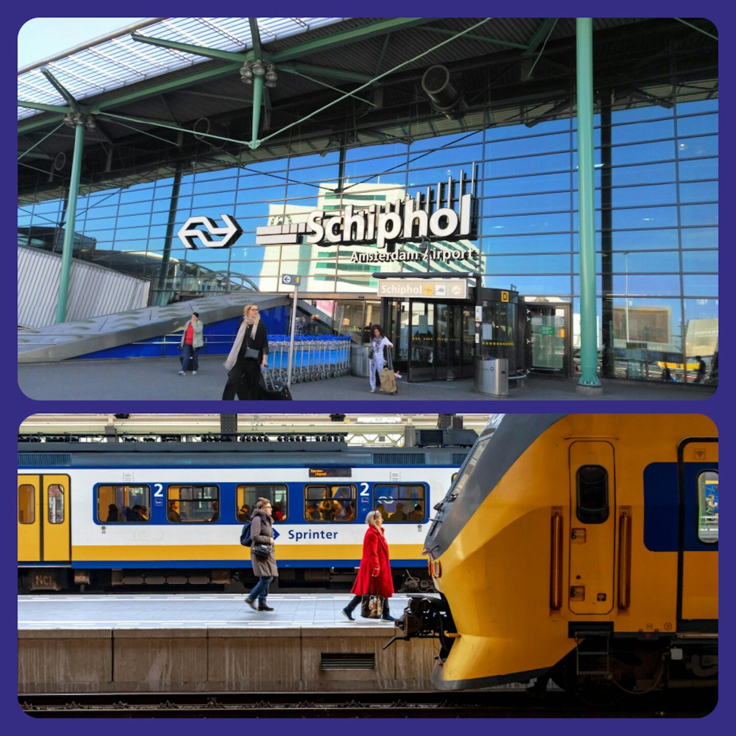 Roundtrip Train: Schiphol Airport ↔ Amsterdam Central