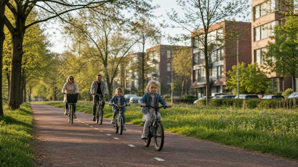 A family with young children in Amstelveen, the Netherlands