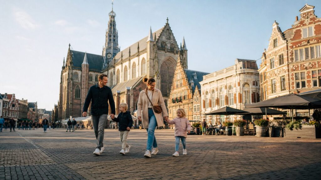 A family with young children in Haarlem, the Netherlands