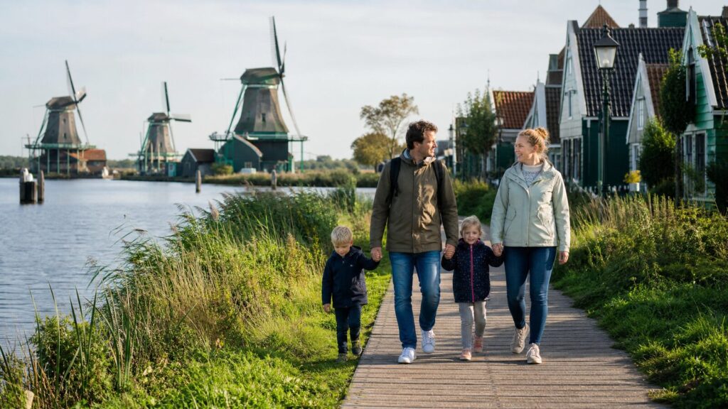 A family with young children in Zaandam, the Netherlands